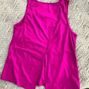 NEW! Athleta Fushsia Foothill High Neck Sweatwicking Split Back Tank